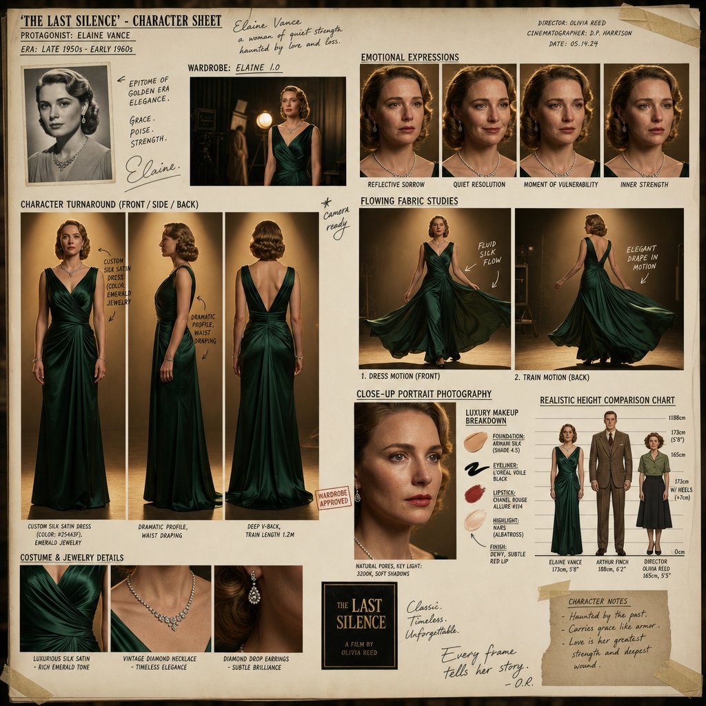 Hollywood Drama Character Sheet - AI image template preview