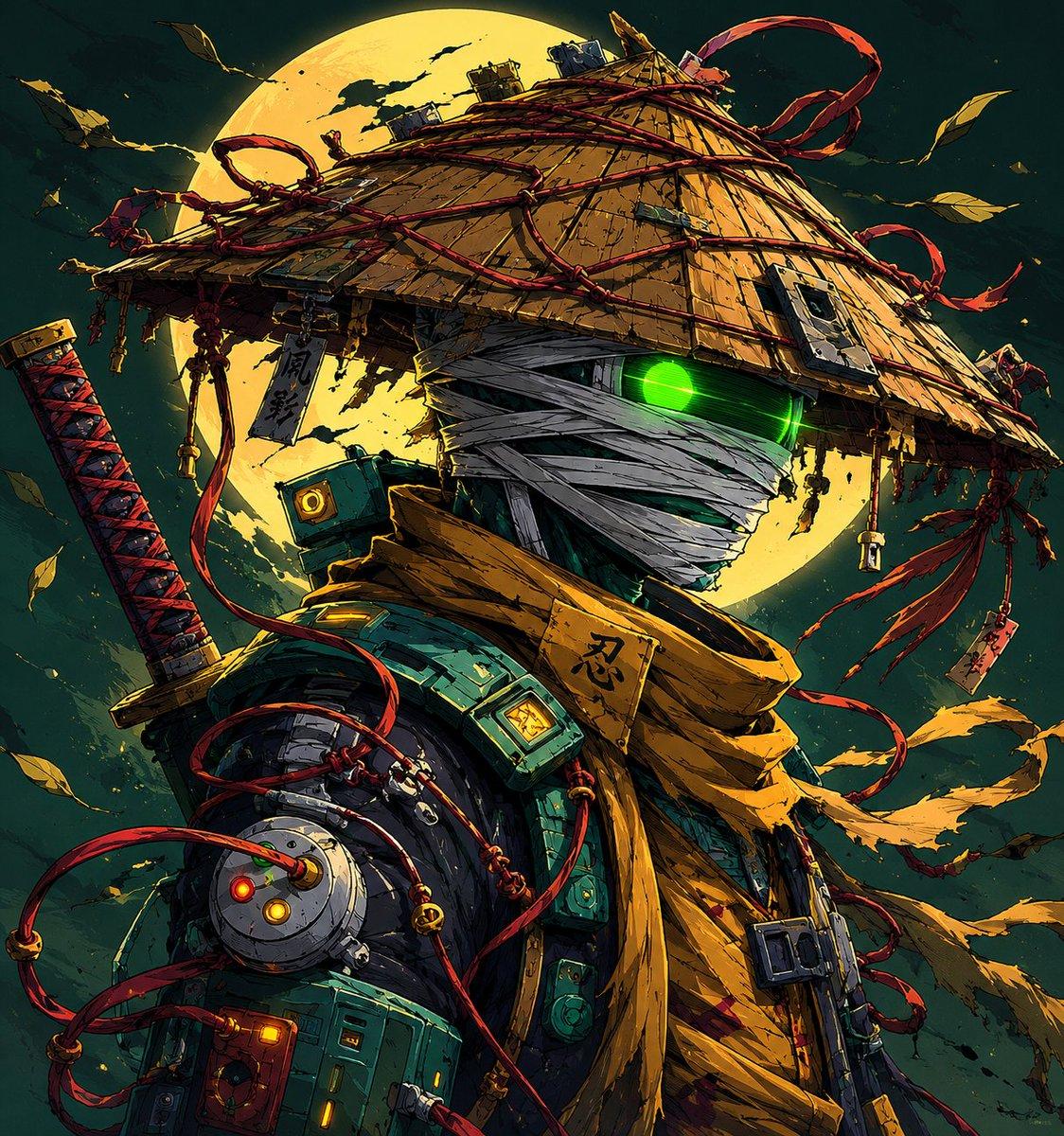 Cyberpunk Samurai and Ninja Art - AI image template preview