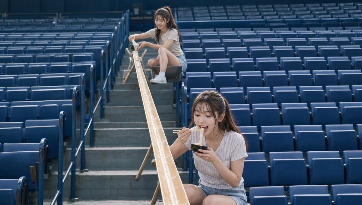 Empty Baseball Stadium Noodle Scene - AI image template preview