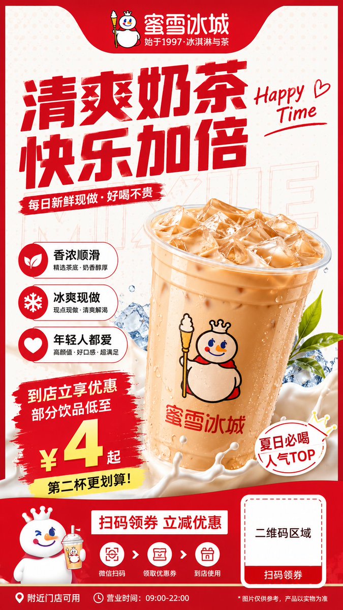 Modern Milk Tea Promotional Flyer - AI image template preview