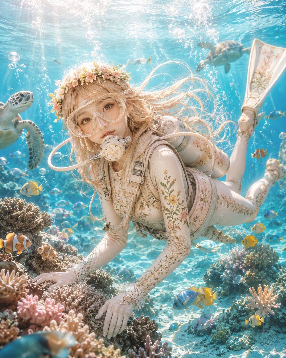 Anime Scuba Diving Character Portrait - AI image template preview