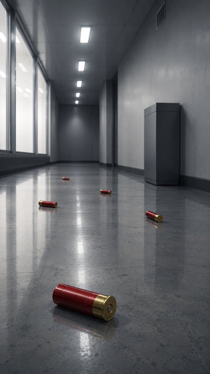 Empty Corridor with Shotgun Shells - AI image template preview