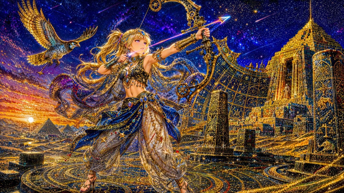Celestial Archer in Golden Star Temple - AI image template preview