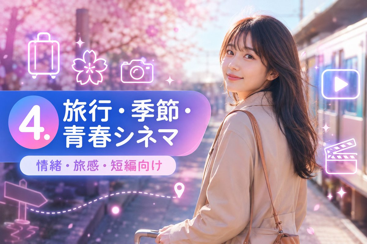 Sakura Travel Cinema Title Card - AI image template preview