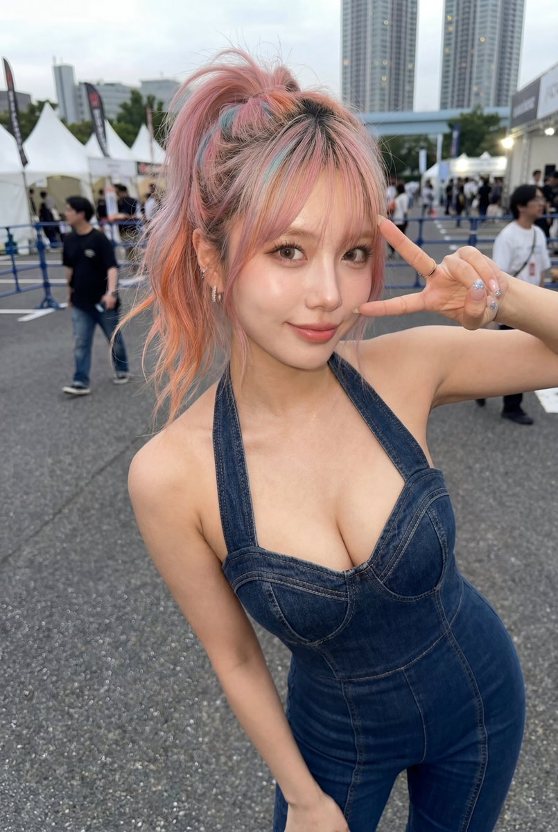 Candid Denim Overall Event Photo - AI image template preview