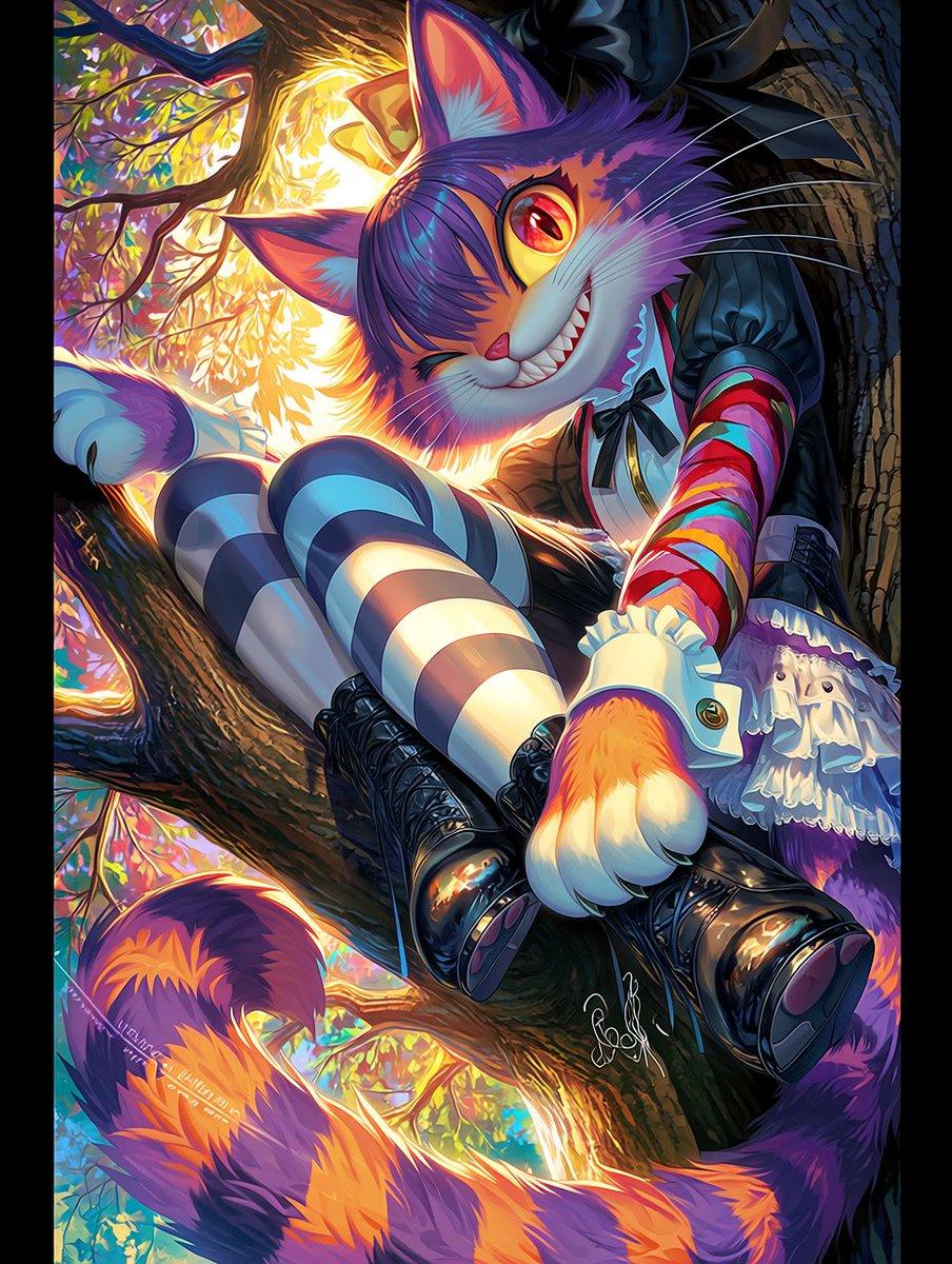 Dark Pop Cheshire Cat Girl - AI image template preview
