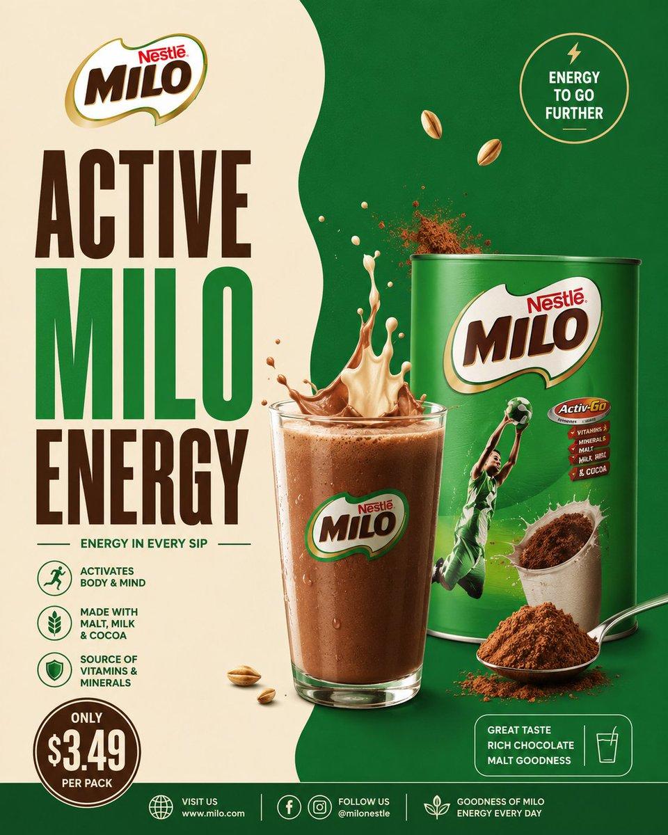 Milo Cocoa Energy Poster - AI image template preview