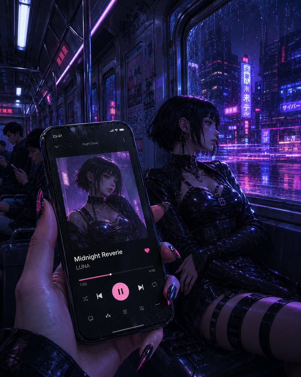 Cyberpunk Subway Music Player - AI image template preview