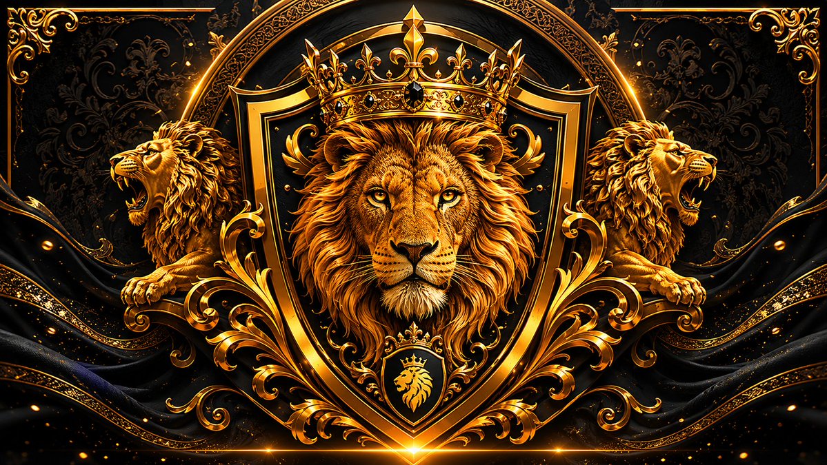 Regal Golden Lion Heraldic Crest - AI image template preview