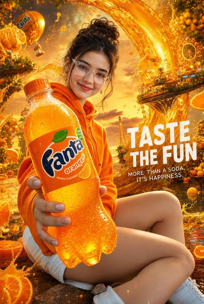 Cinematic Orange Soda Ad Poster - AI image template preview
