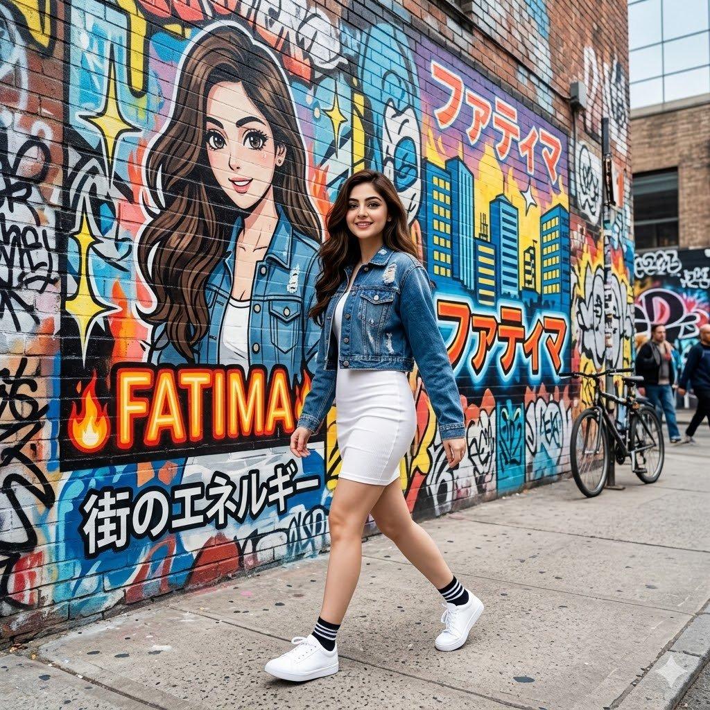 Graffiti Wall Urban Fashion Portrait - AI image template preview