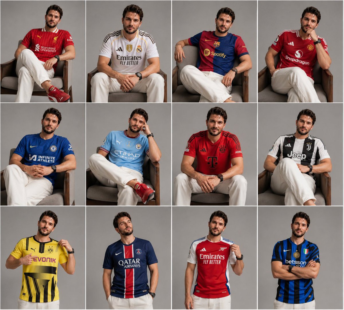 Football Jersey Grid Collage - AI image template preview