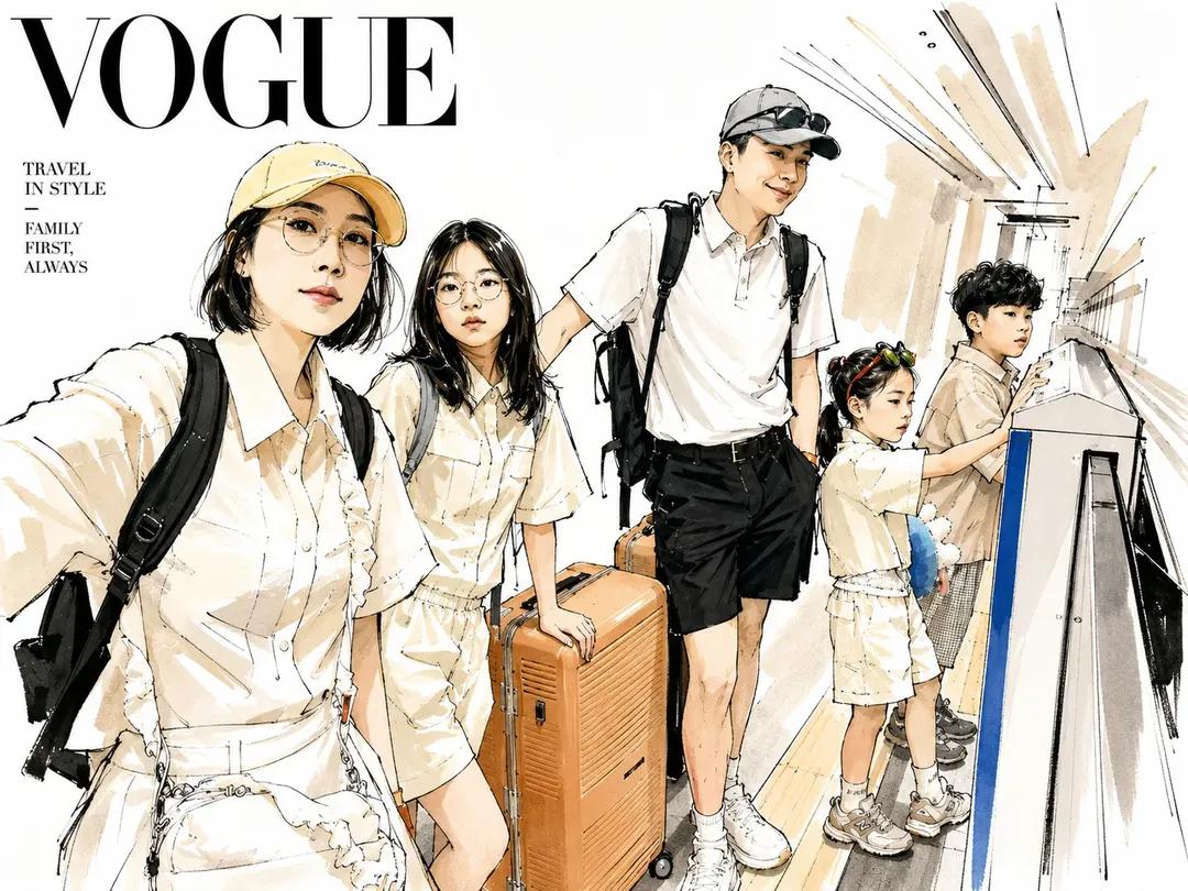 Vogue Style Watercolor Travel Illustration - AI image template preview