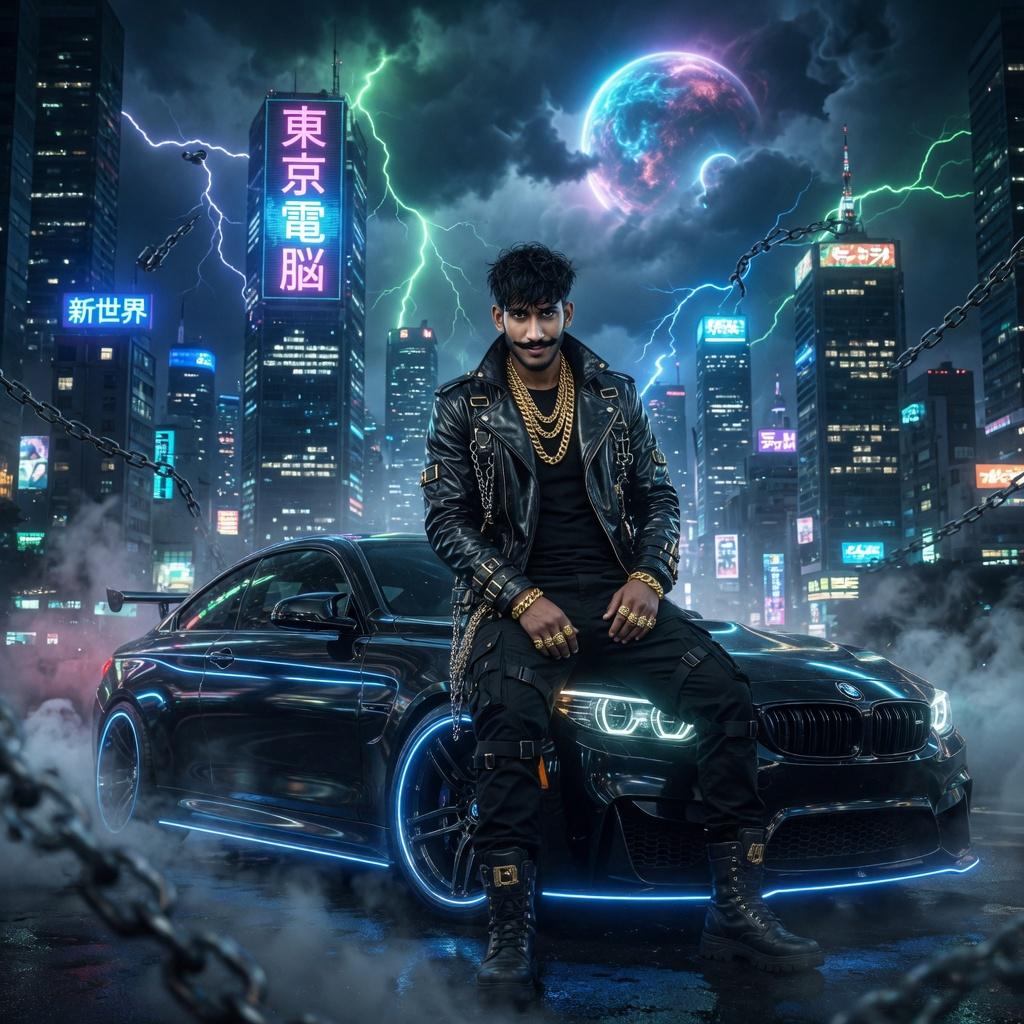 Cyberpunk Action Hero Transformation - AI image template preview