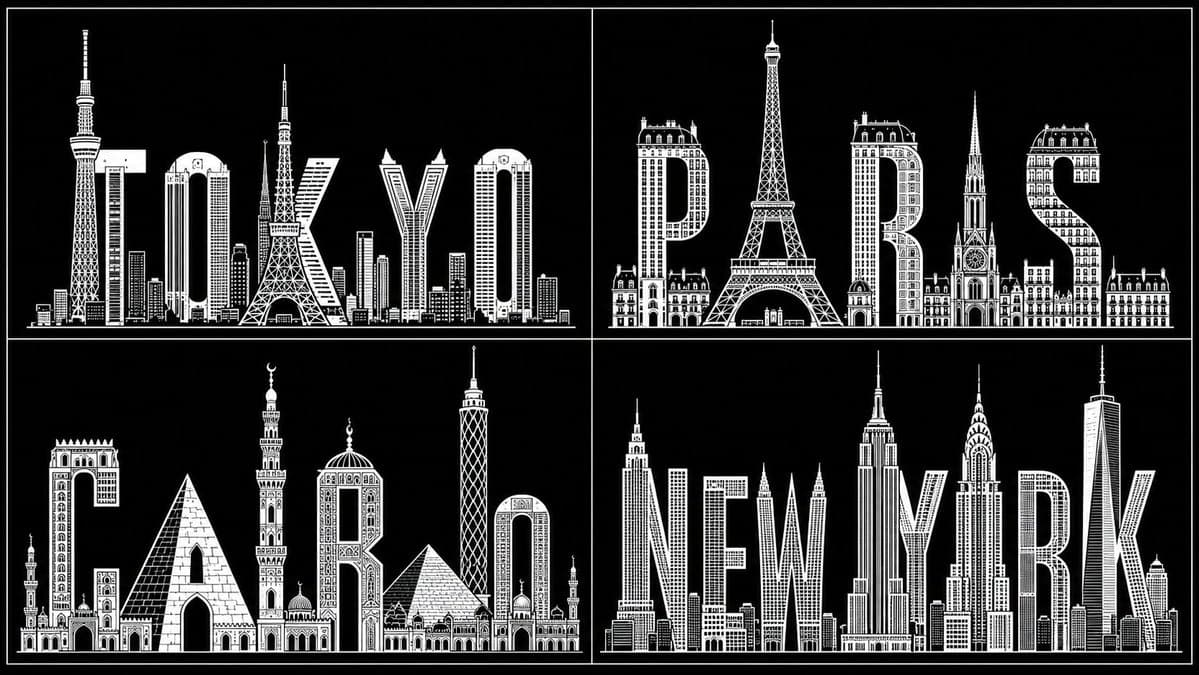 Typography City Skyline Silhouette - AI image template preview