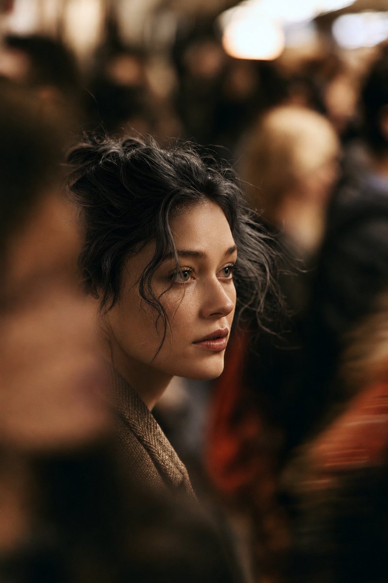 Cinematic Night City Street Portrait - AI image template preview