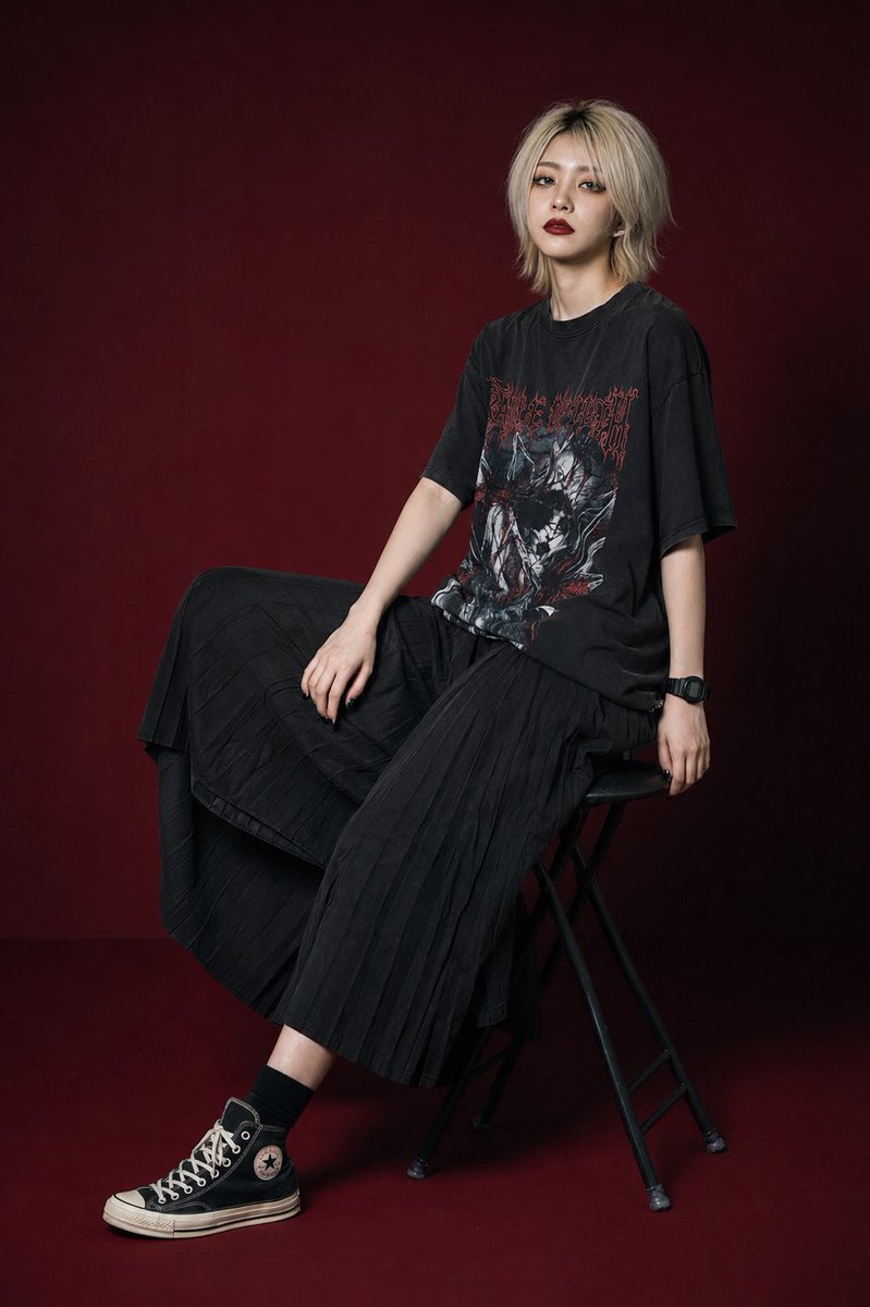 Modern Gothic High-Fashion Portrait - AI image template preview