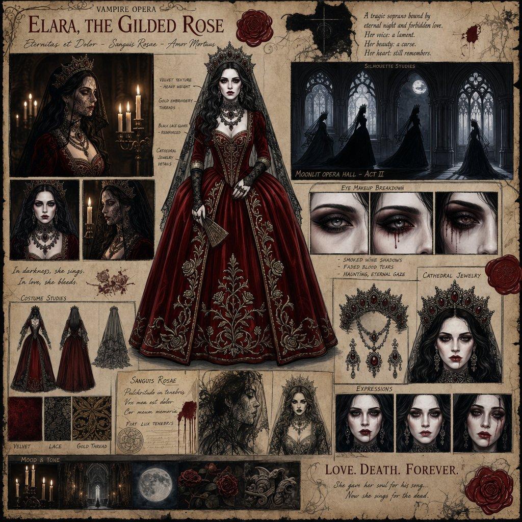 Dark Gothic Vampire Opera Character Design - AI image template preview