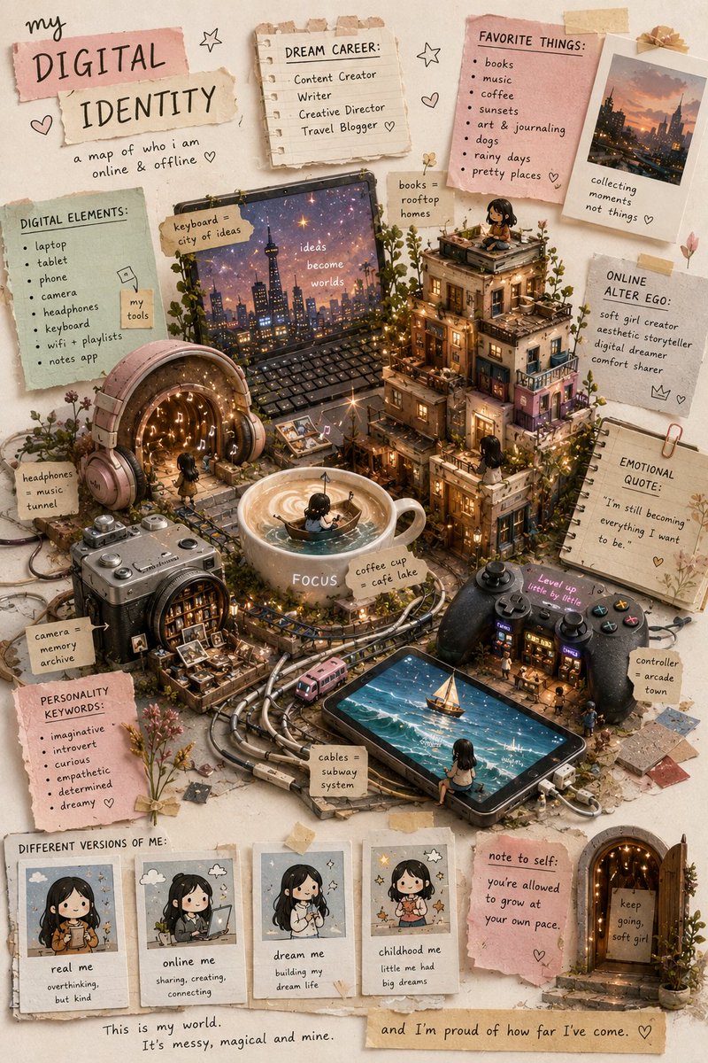 Gen Z Poetic Miniature Collage - AI image template preview