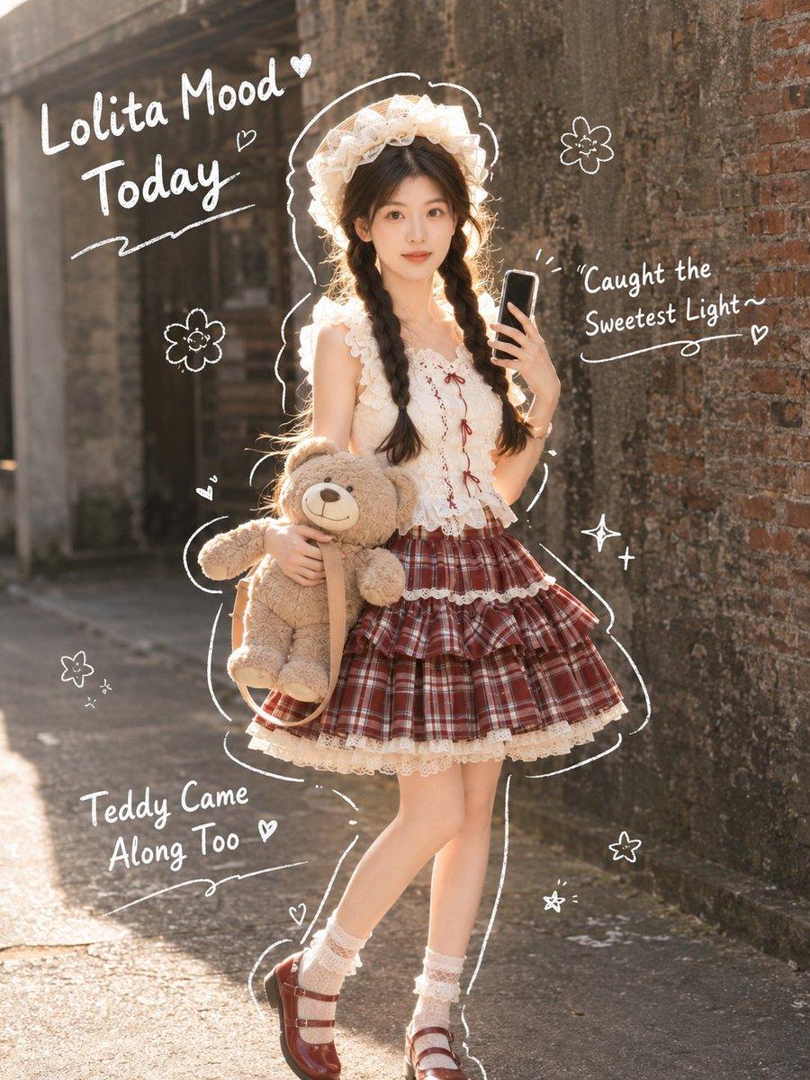 Japanese Lolita Street Style Selfie - AI image template preview