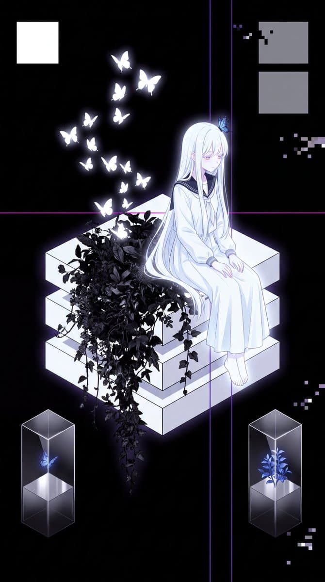 Glitch Aesthetic Anime Illustration - AI image template preview