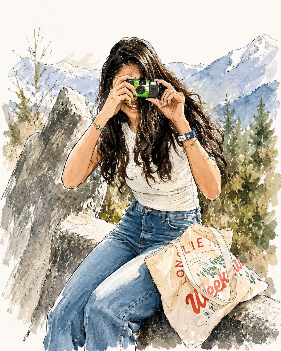 Watercolor Fashion Travel Illustration - AI image template preview