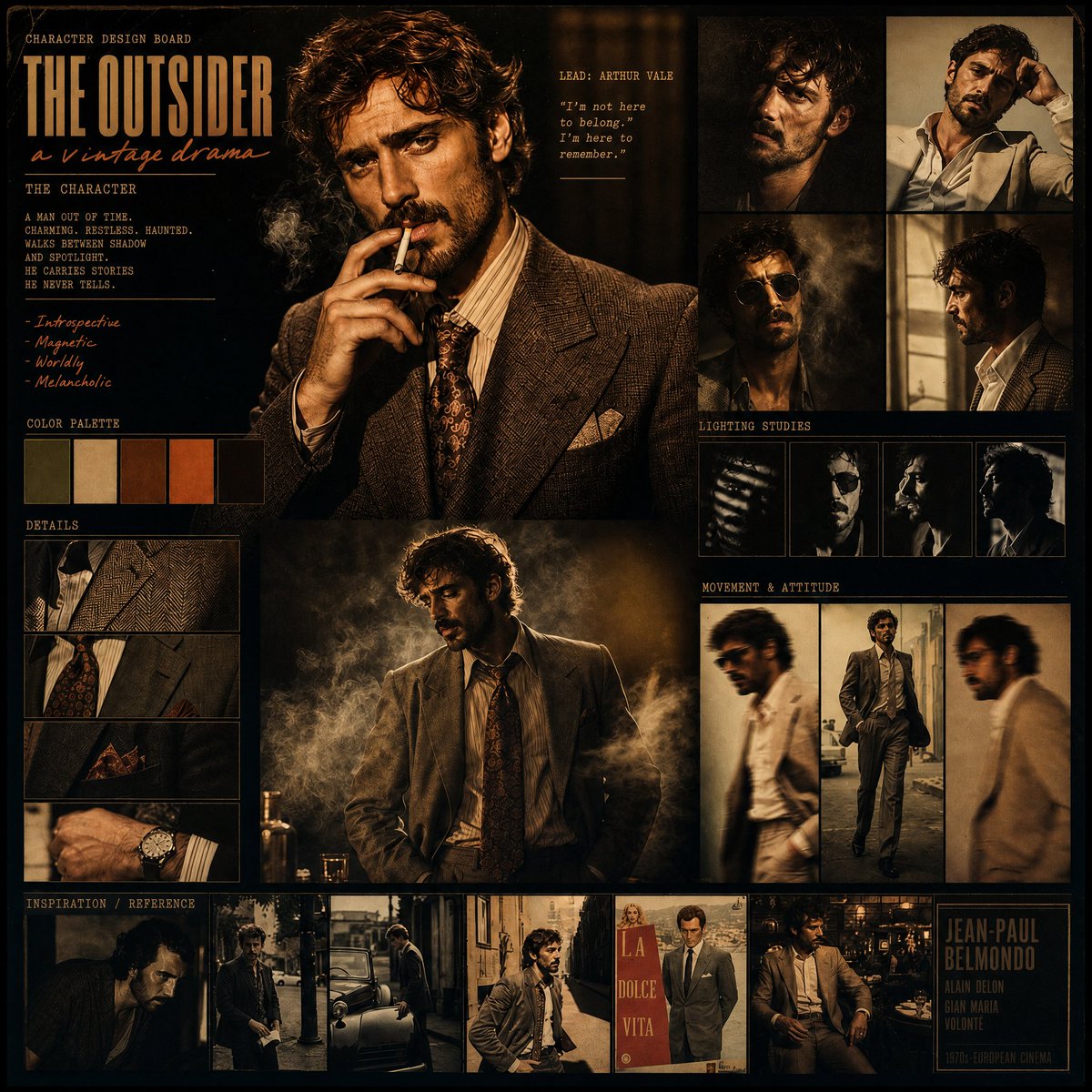 Vintage Drama Character Board - AI image template preview