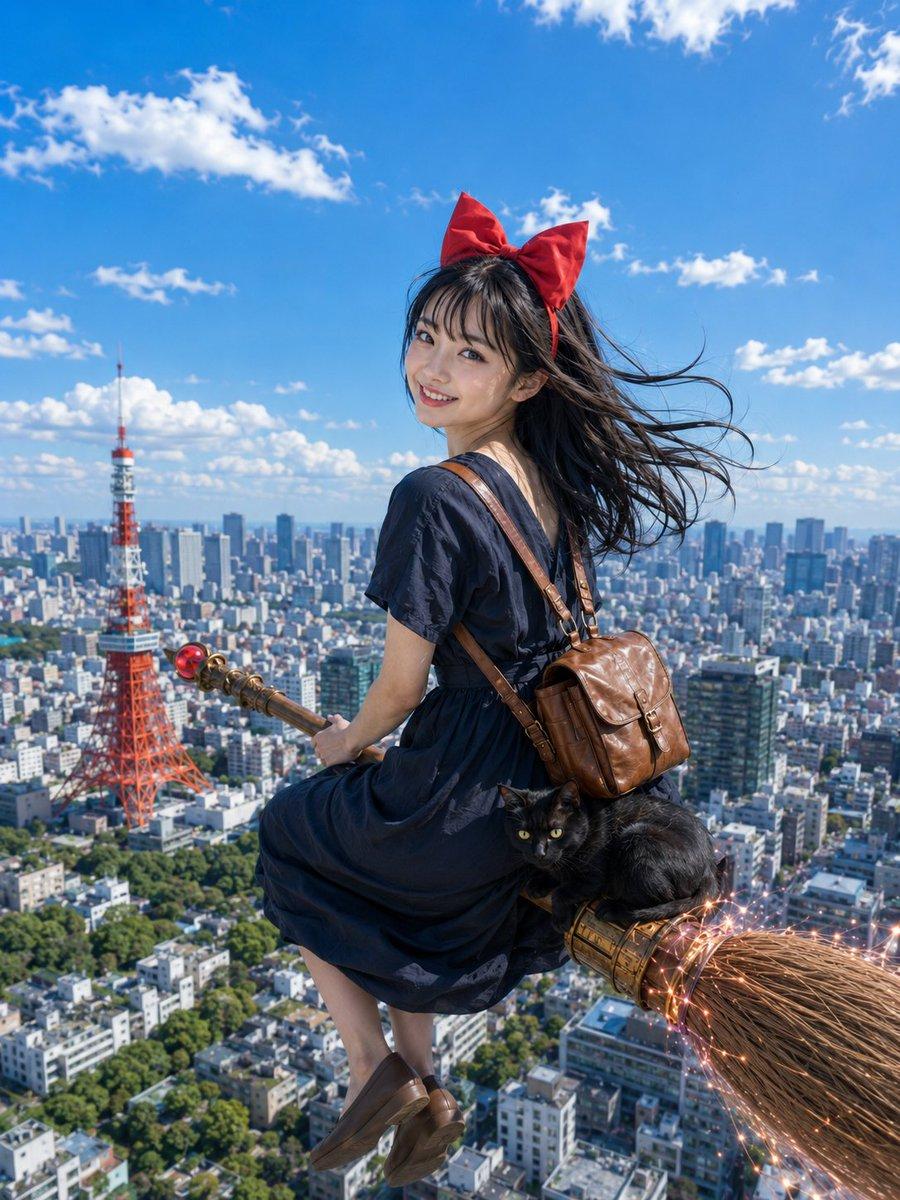 Tokyo Tower Witch Sky Selfie - AI image template preview