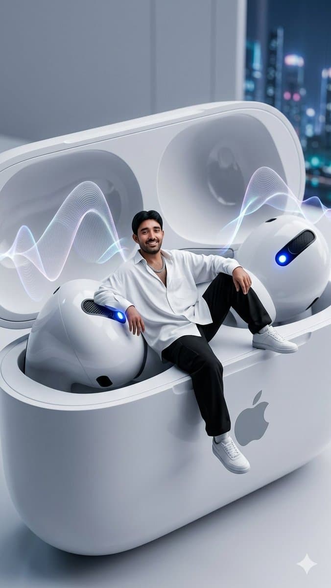 Miniature Man in Giant AirPods Ad preview