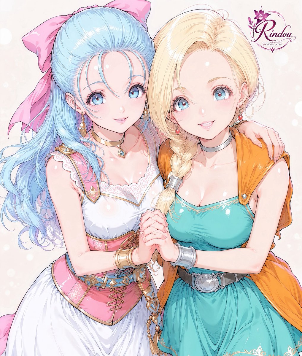 Two Fantasy Anime Heroines Portrait - AI image template preview