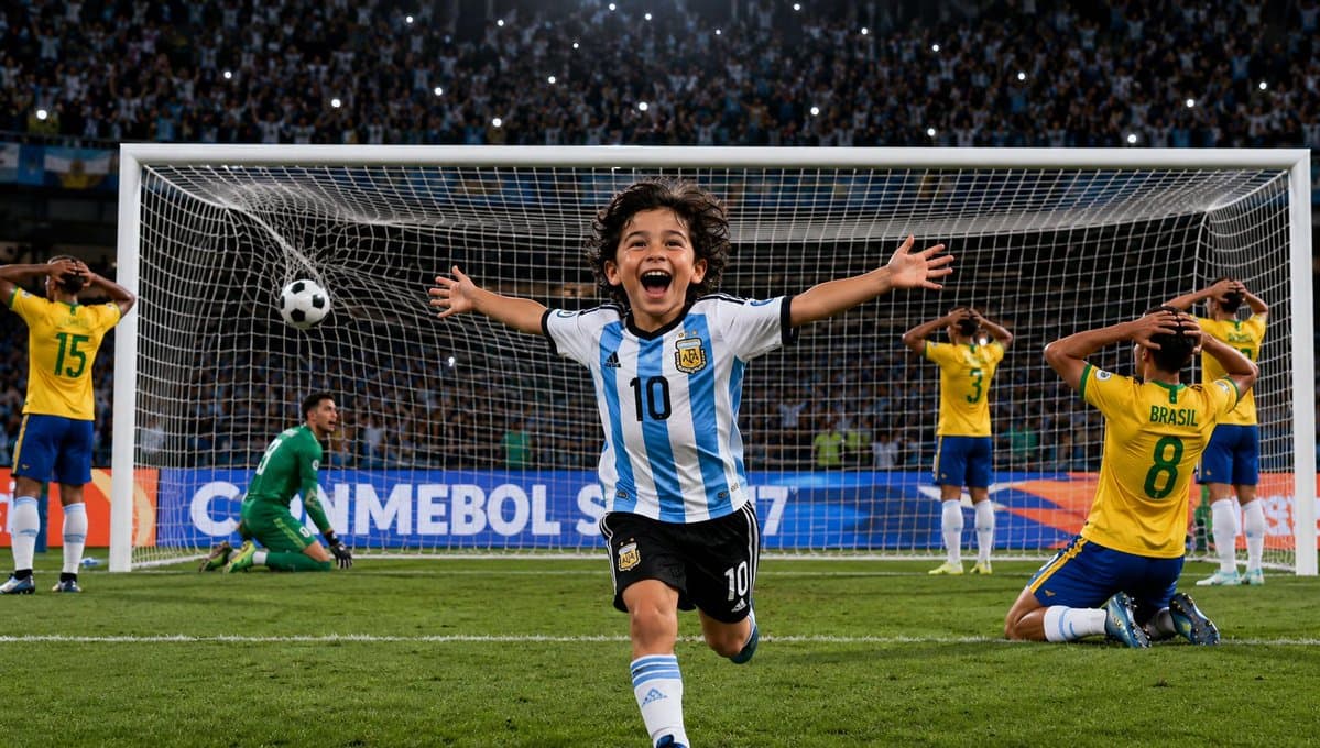 Boy Celebrates Argentina Goal - AI image template preview