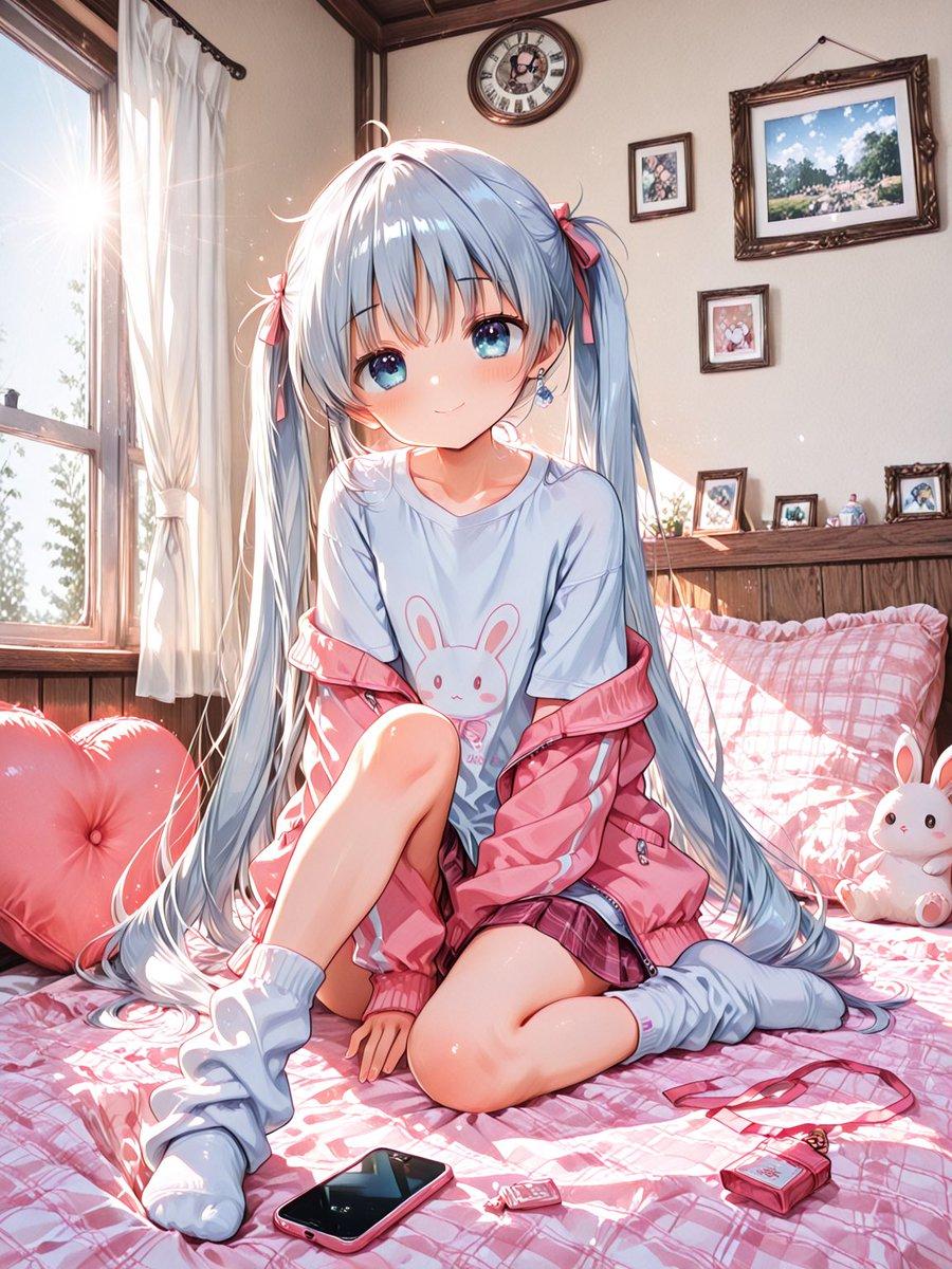 Sunlit Anime Bedroom Portrait - AI image template preview