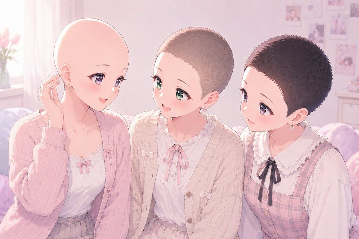 Pastel Buzz Cut Girls Portrait - AI image template preview