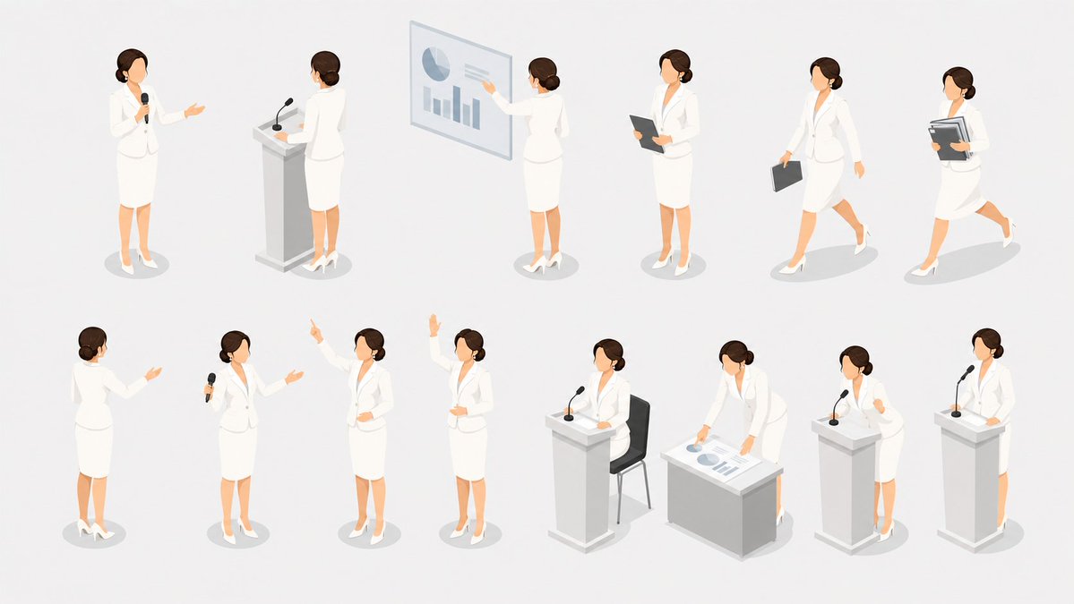Isometric Presenter Pose Sheet - AI image template preview
