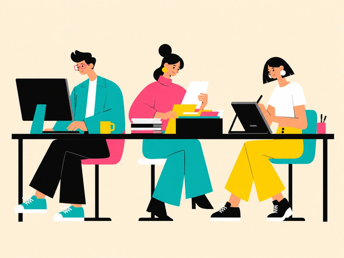 Flat Vector Office Team Illustration - AI image template preview