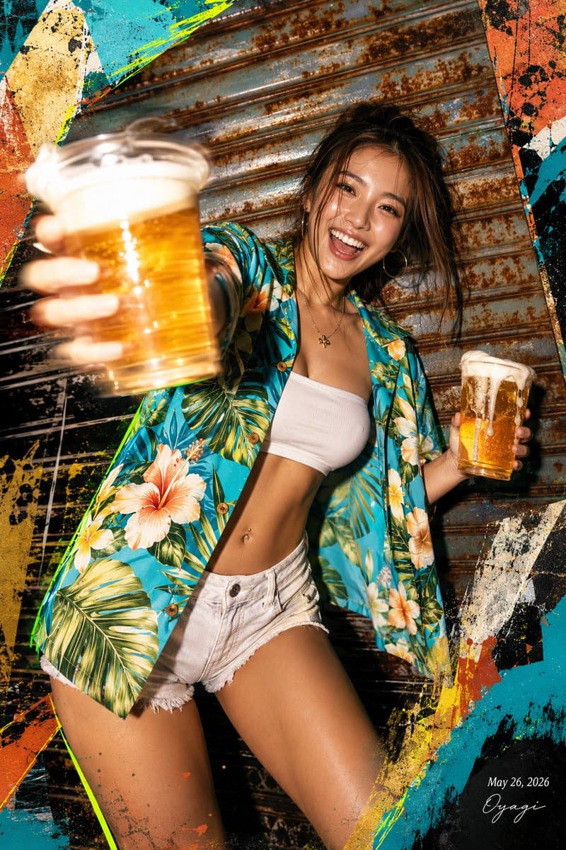 Tropical Beer Party Poster - AI image template preview