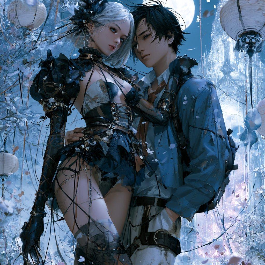 Moonlit Isekai Couple Cover - AI image template preview