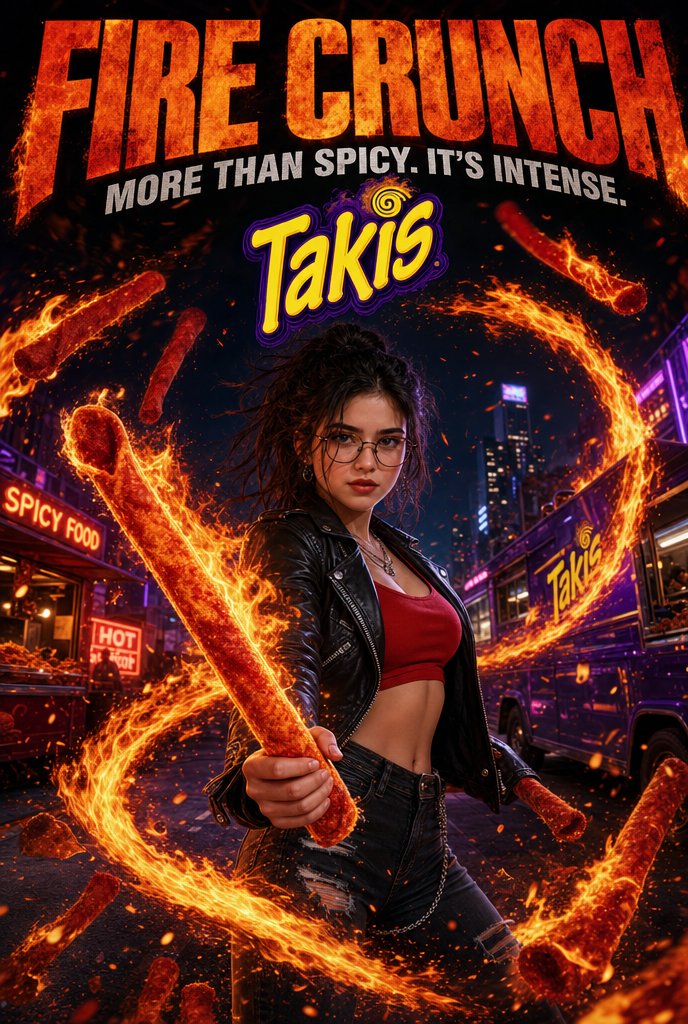 Fiery Takis Action Poster - AI image template preview
