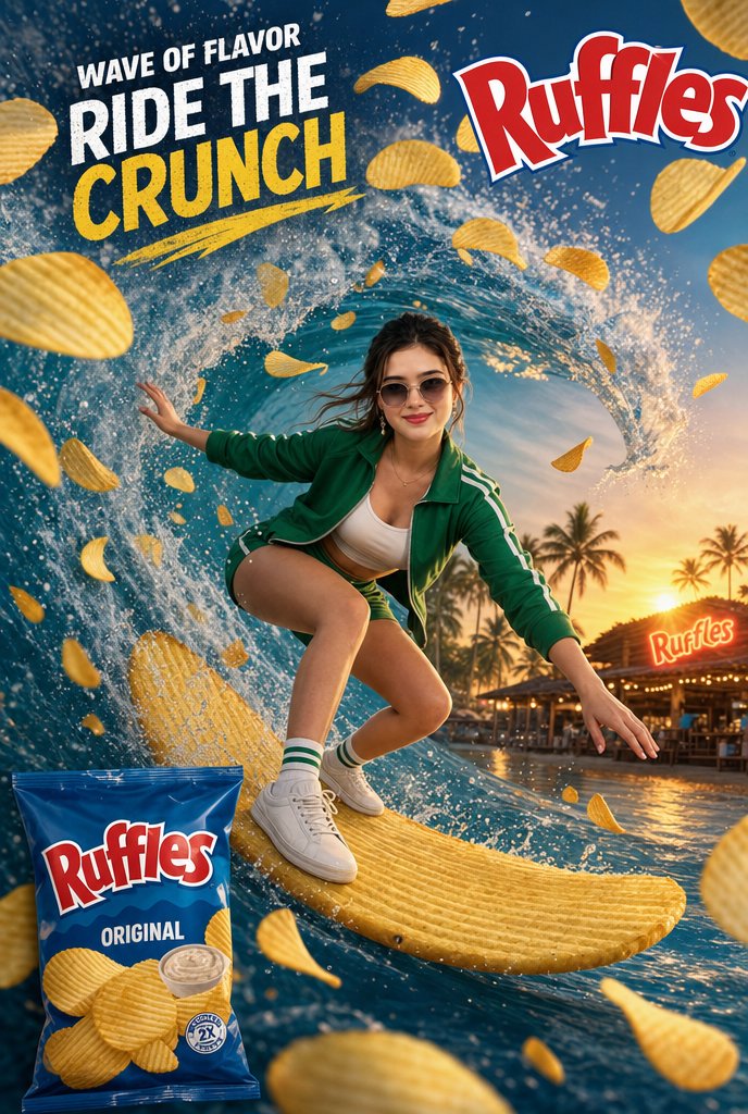 Ruffles Wave of Flavor Surf Ad - AI image template preview