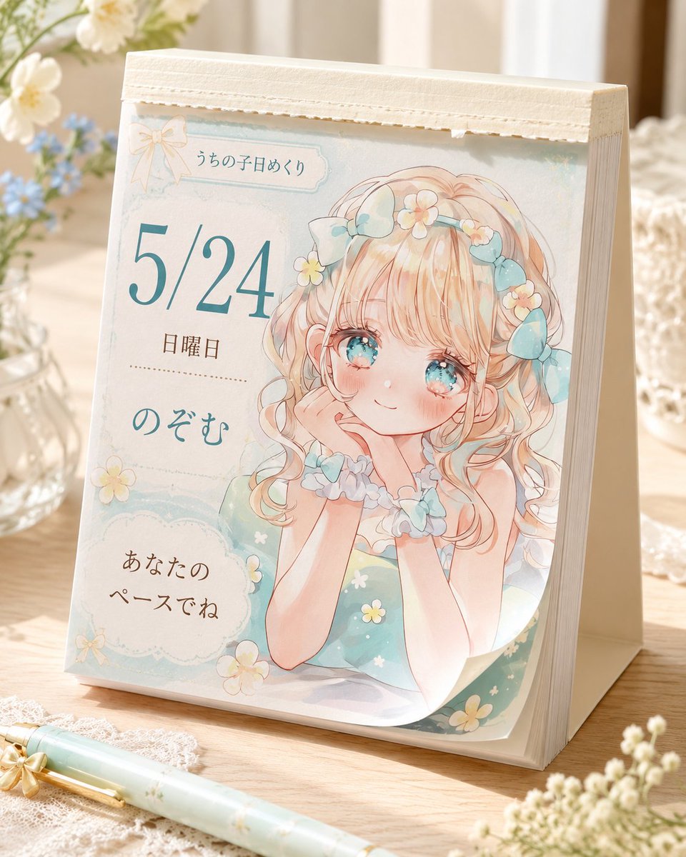 Cute Daily Anime Desk Calendar - AI image template preview