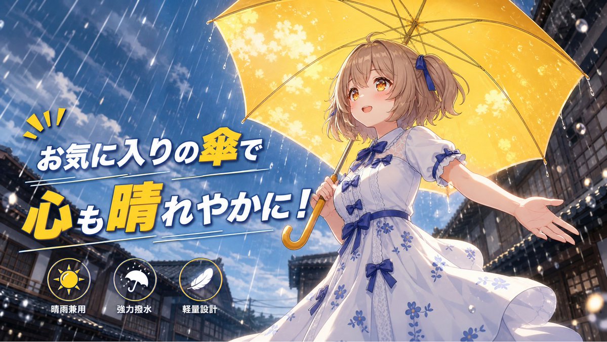 Anime Yellow Umbrella Ad Poster - AI image template preview