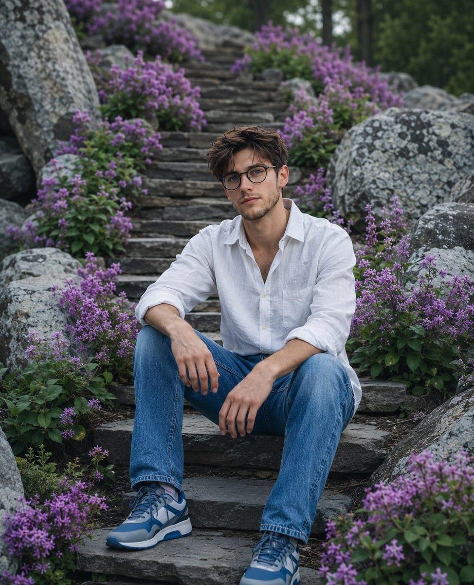 Cinematic Mountain Garden Portrait - AI image template preview