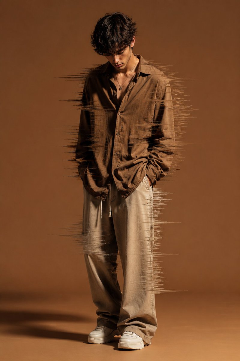 Editorial Fashion Glitch Portrait - AI image template preview