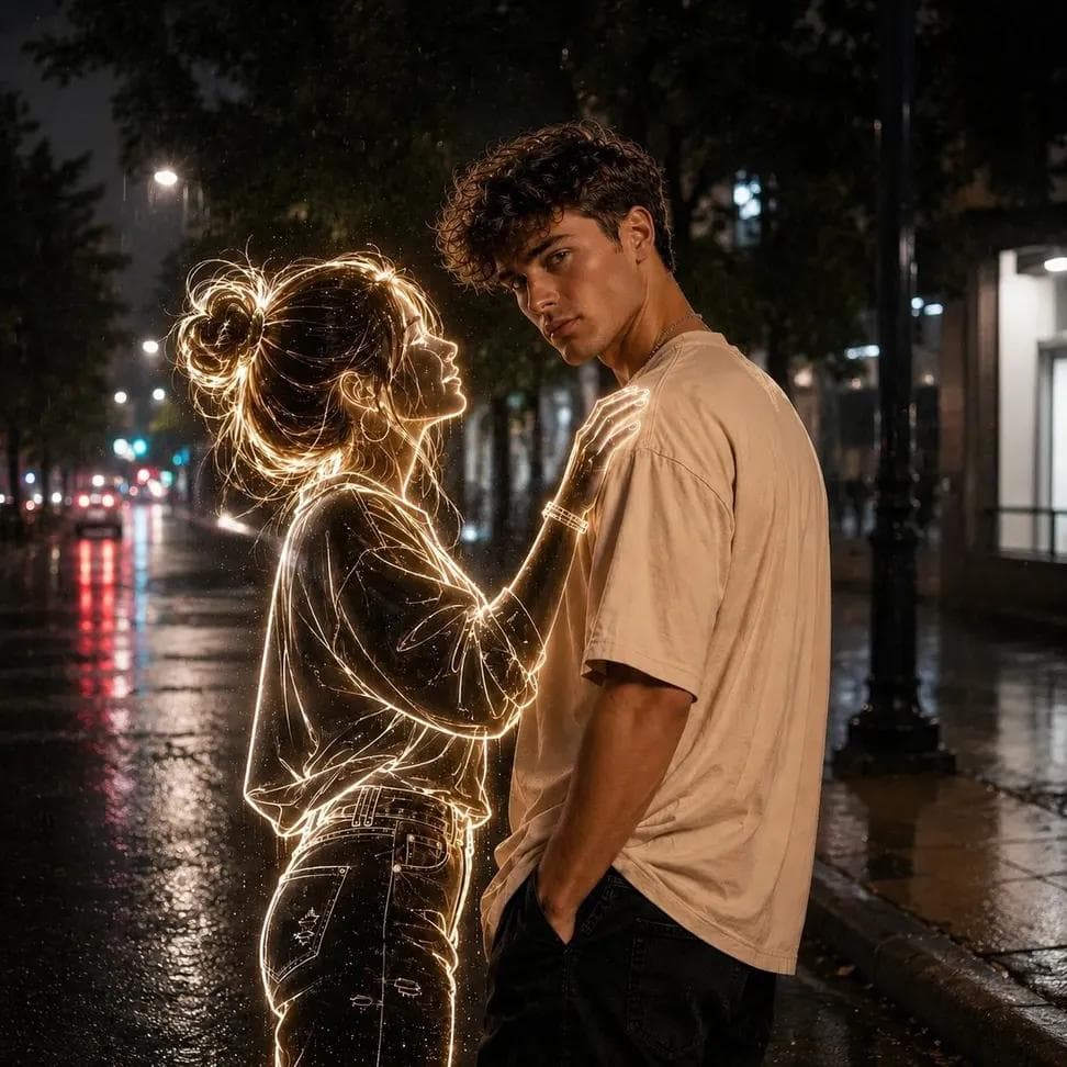 Neon Ghost Night Portrait - AI image template preview