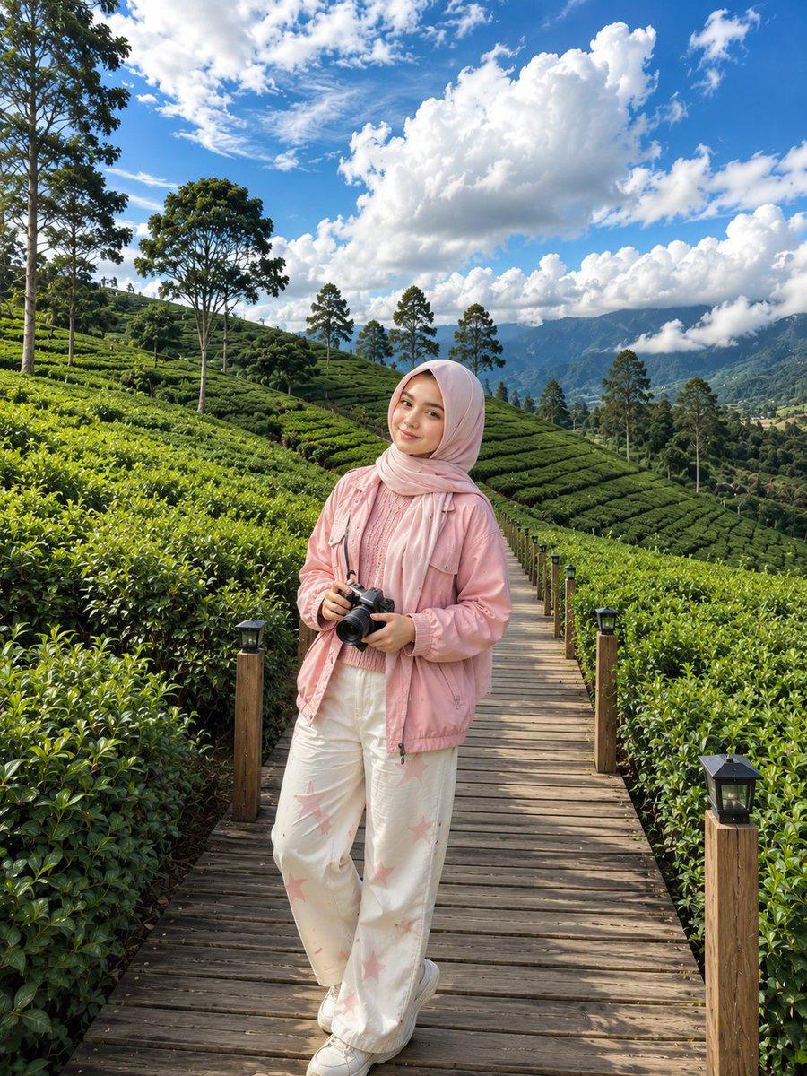 Korean Tea Plantation Portrait - AI image template preview