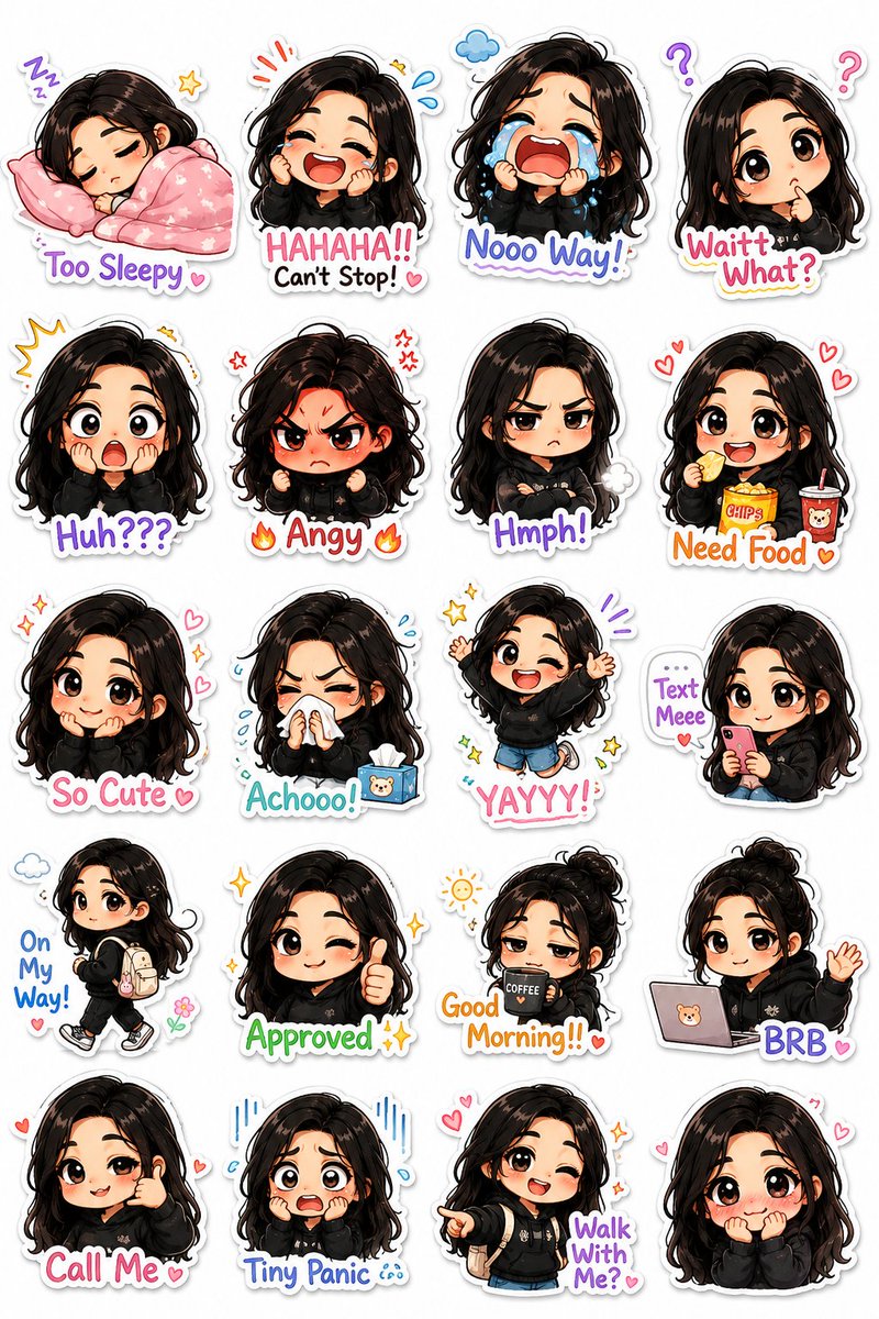 Kawaii Chibi Sticker Pack Creator - AI image template preview