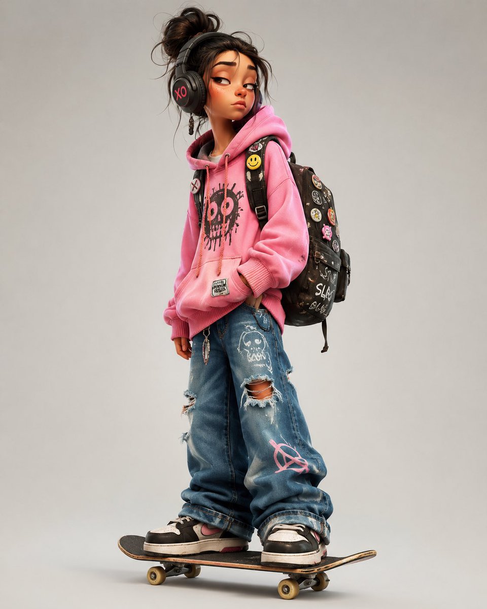 3D Urban Skater Character - AI image template preview