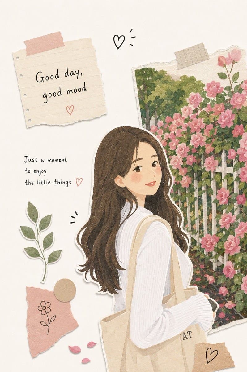 Photo to Kawaii Scrapbook Illustration - AI image template preview