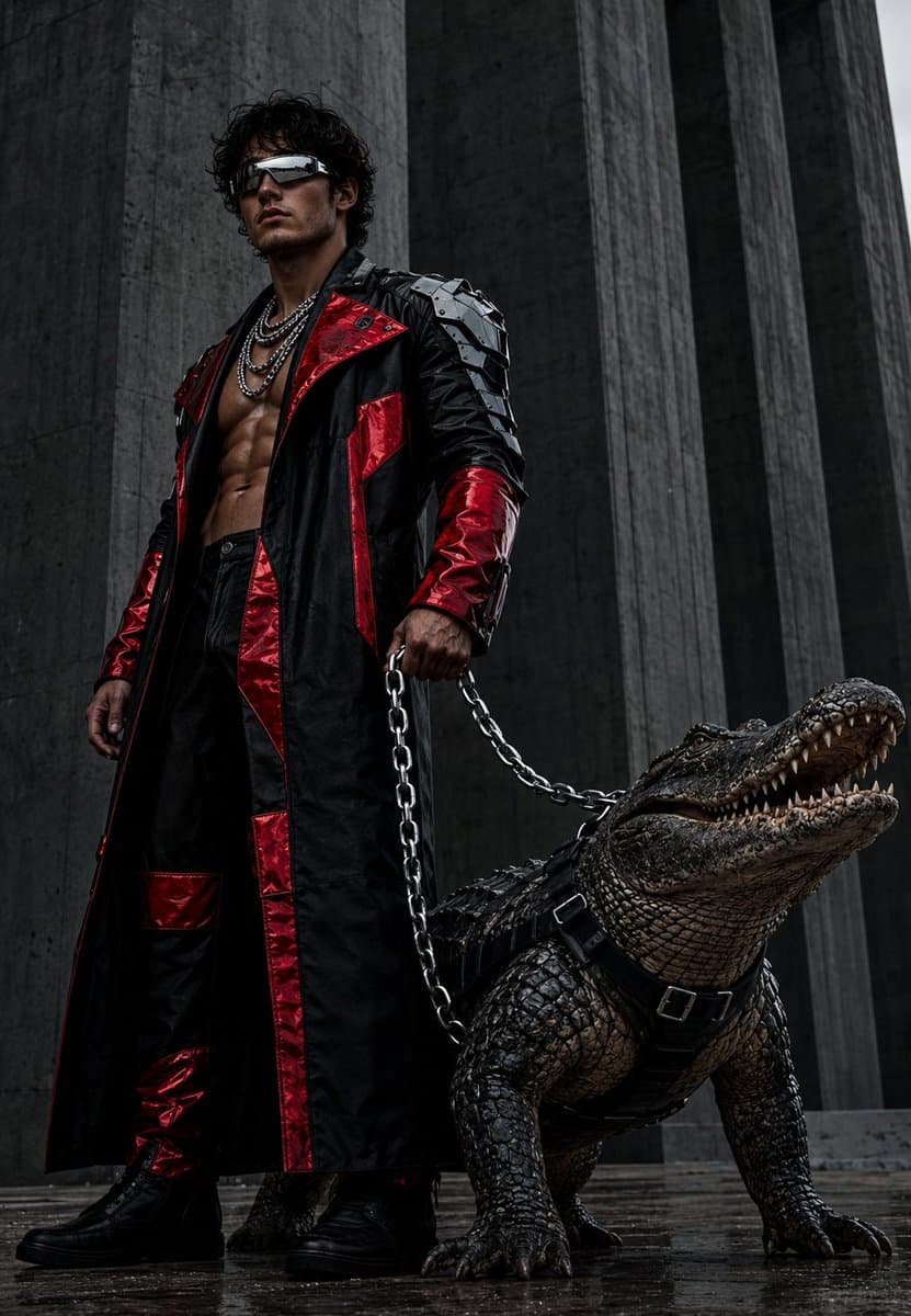 Brutalist Fashion with Alligator - AI image template preview