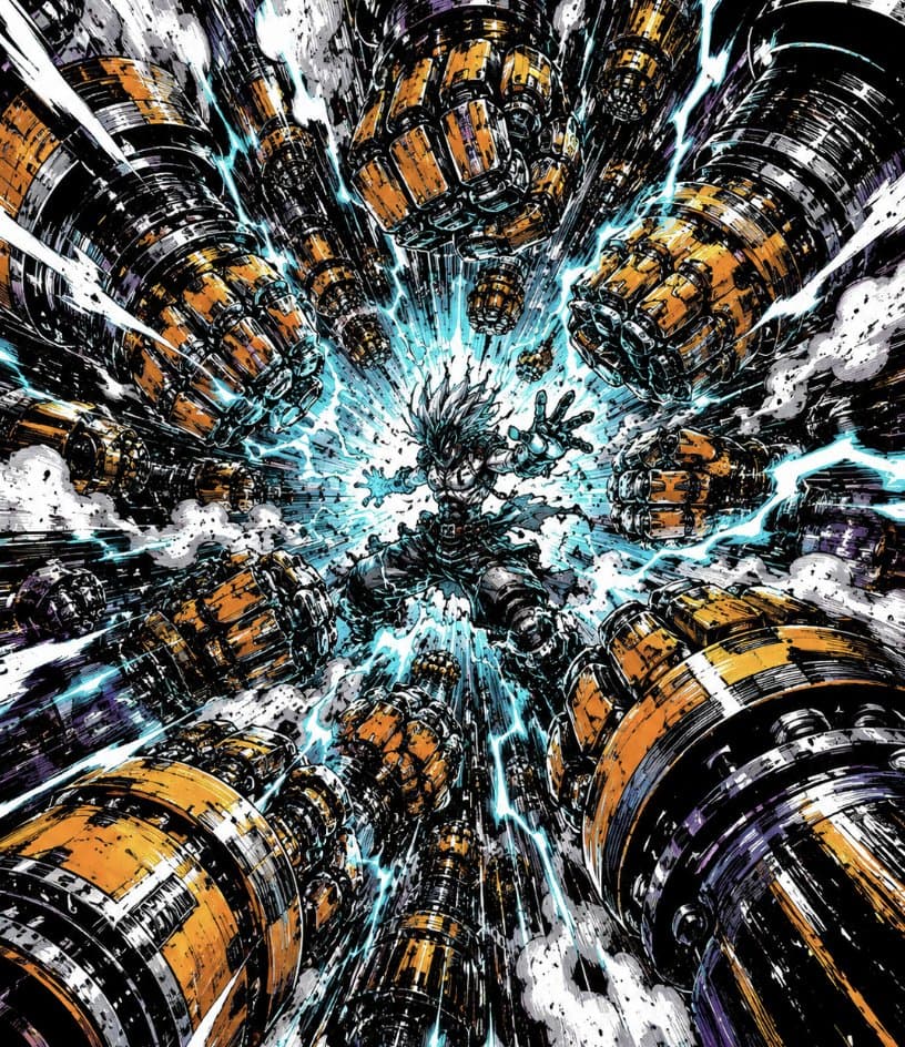 Dynamic Mecha Combat Manga Style - AI image template preview
